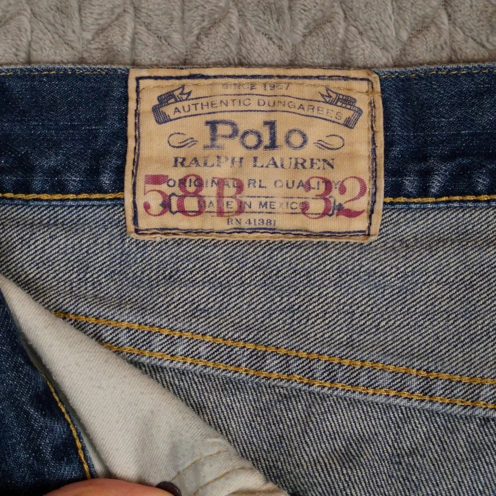 Polo Ralph Lauren Jeans Mens 58x32 Blue Straight Leg Denim Authentic Dungarees